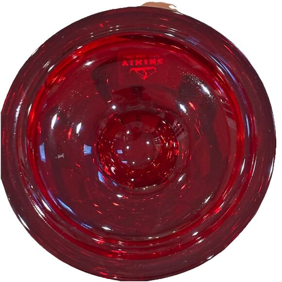 Vintage Viking Glass Ruby Red Epic 6 Petal Compote Candy Dish With Lid & Sticker - Picture 3 of 10